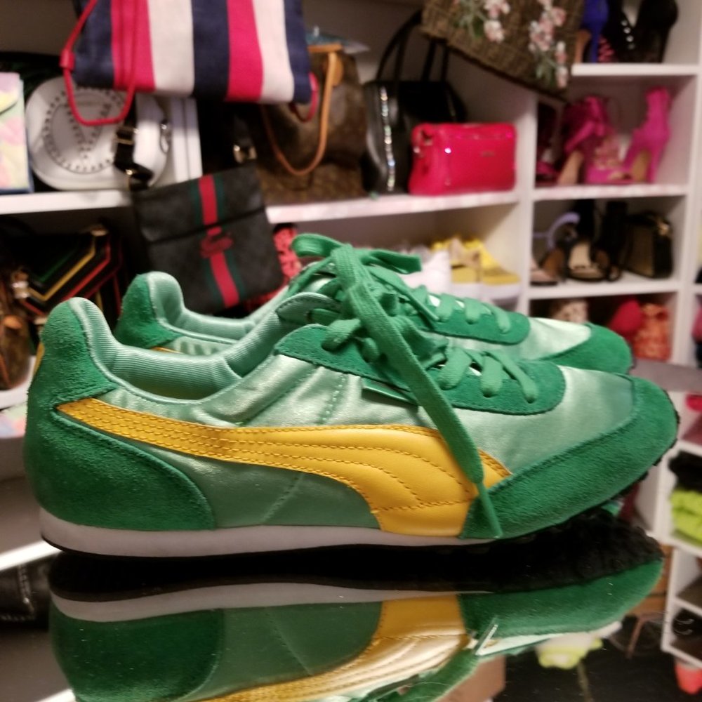 Puma Green and Yellow Women's Sneakers - Picture 2 of 3